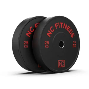 Bumper Plate 2 X 25kg Black Rubber with Colour Print